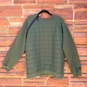 Nike Sportswear Tech Pack Quilted Sweatshirt Men’s Large Green Asymmetrical Zip